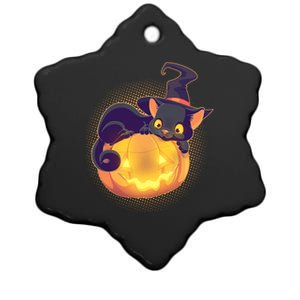 Cute Halloween Glowing Pumpkin Jackolantern Witch Cat Ceramic Star Ornament