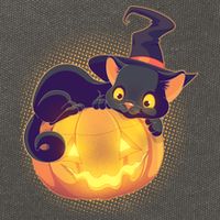 Cute Halloween Glowing Pumpkin Jackolantern Witch Cat Cotton Canvas Backpack