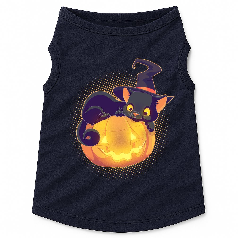 Cute Halloween Glowing Pumpkin Jackolantern Witch Cat Doggie Tank