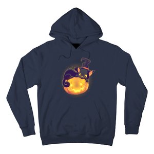 Cute Halloween Glowing Pumpkin Jackolantern Witch Cat Hoodie