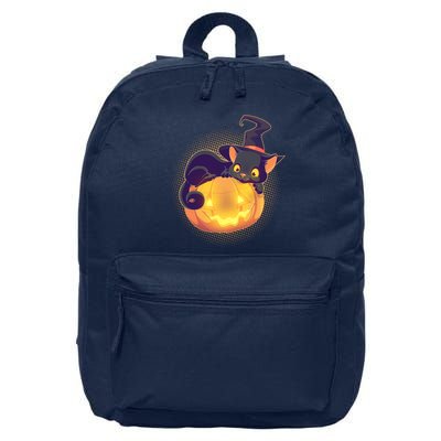Cute Halloween Glowing Pumpkin Jackolantern Witch Cat 16 in Basic Backpack