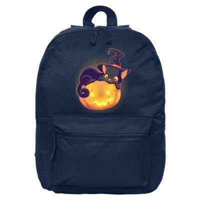 Cute Halloween Glowing Pumpkin Jackolantern Witch Cat 16 in Basic Backpack