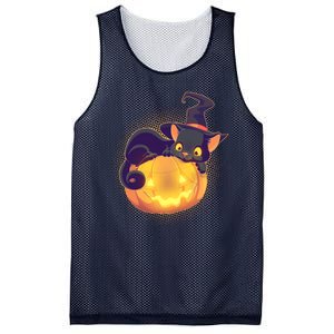 Cute Halloween Glowing Pumpkin Jackolantern Witch Cat Mesh Reversible Basketball Jersey Tank