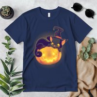 Cute Halloween Glowing Pumpkin Jackolantern Witch Cat Premium T-Shirt