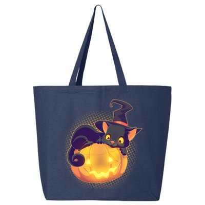 Cute Halloween Glowing Pumpkin Jackolantern Witch Cat 25L Jumbo Tote