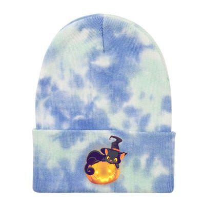 Cute Halloween Glowing Pumpkin Jackolantern Witch Cat Tie Dye 12in Knit Beanie