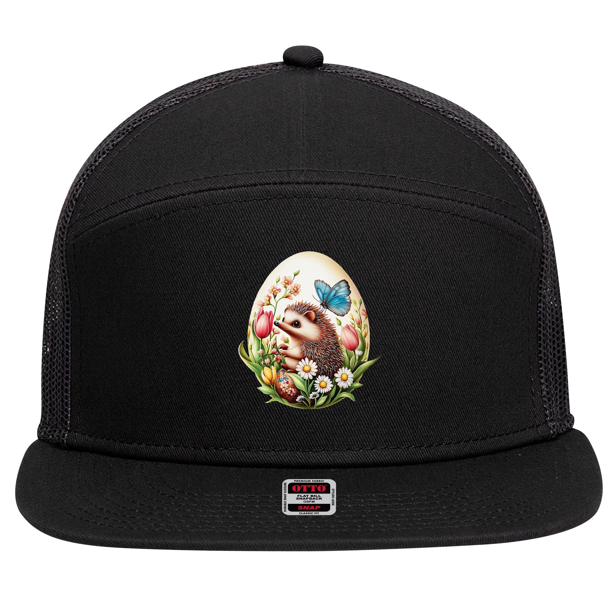 Cute Hedgehog - Giant Easter Egg Surprise Happy Easter Day 7 Panel Mesh Trucker Snapback Hat