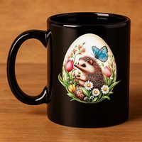 Cute Hedgehog - Giant Easter Egg Surprise Happy Easter Day 11oz C Handle Ceramic Mug