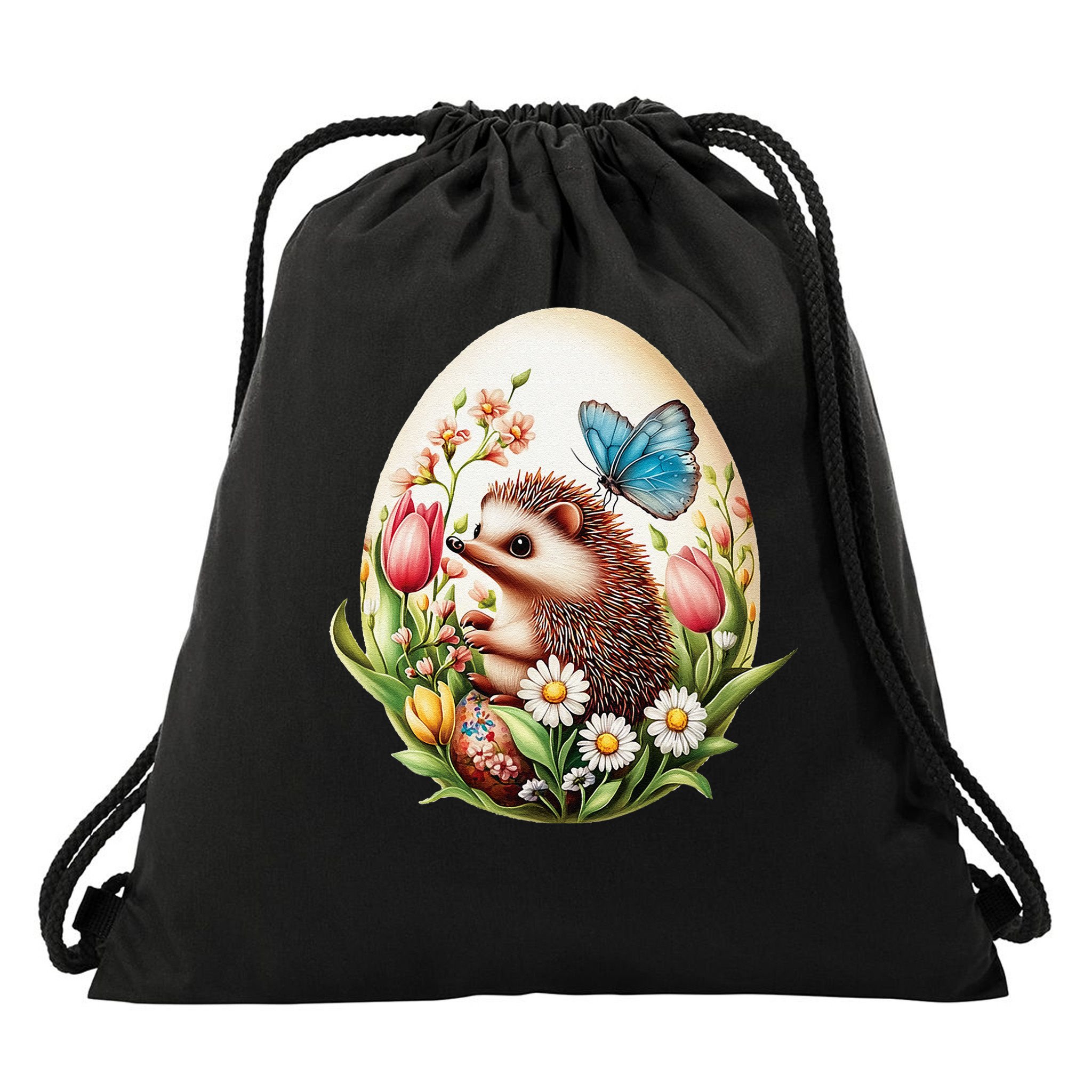 Cute Hedgehog - Giant Easter Egg Surprise Happy Easter Day Drawstring Bag