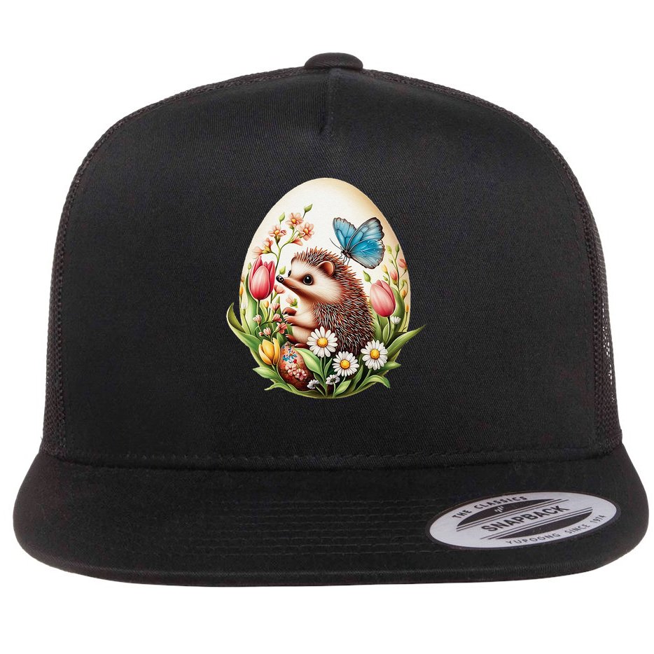 Cute Hedgehog - Giant Easter Egg Surprise Happy Easter Day Flat Bill Trucker Hat