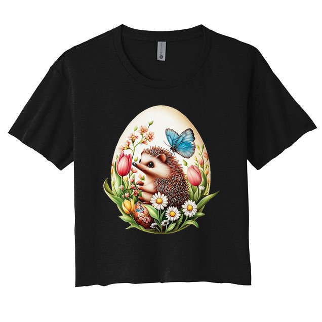 Cute Hedgehog - Giant Easter Egg Surprise Happy Easter Day Crop Top