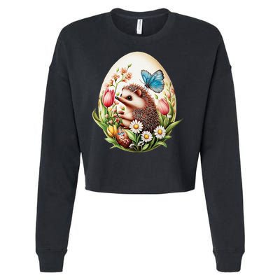 Cute Hedgehog - Giant Easter Egg Surprise Happy Easter Day Cropped Pullover Crew