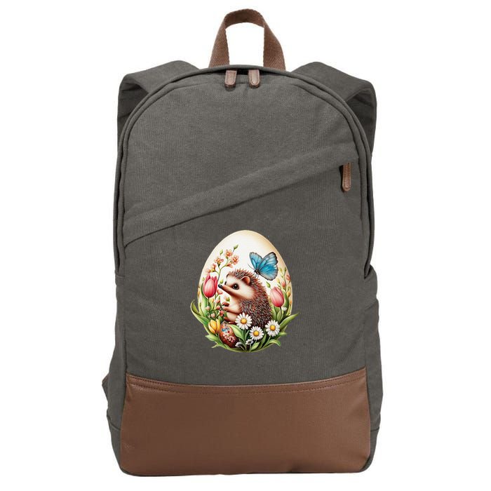 Cute Hedgehog - Giant Easter Egg Surprise Happy Easter Day Cotton Canvas Backpack