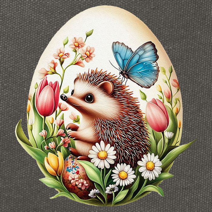 Cute Hedgehog - Giant Easter Egg Surprise Happy Easter Day Cotton Canvas Backpack