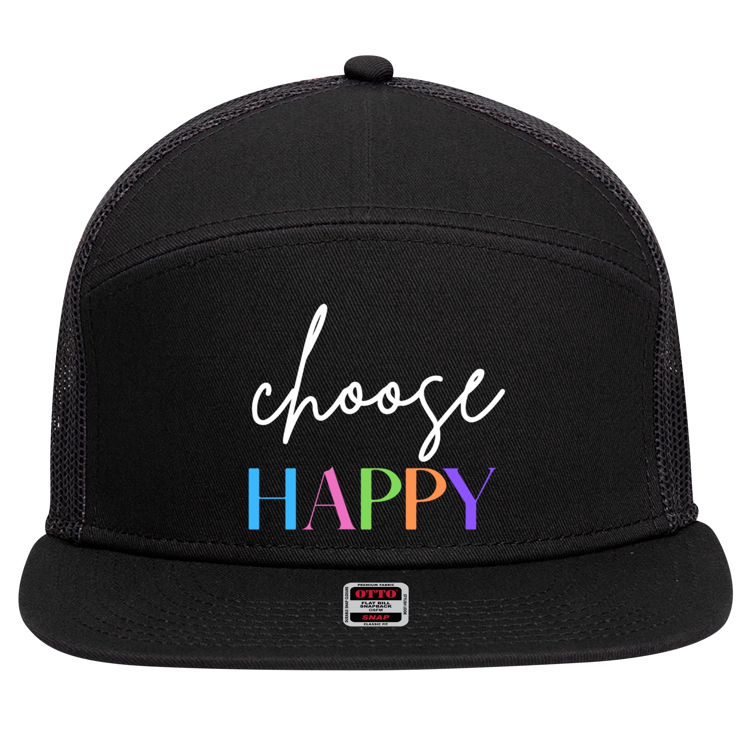 Choose Happy Gift 7 Panel Mesh Trucker Snapback Hat