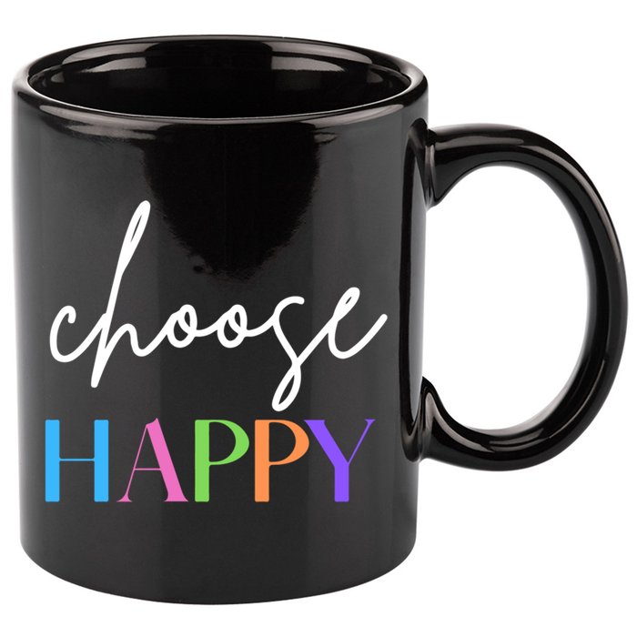 Choose Happy Gift 11oz C Handle Ceramic Mug