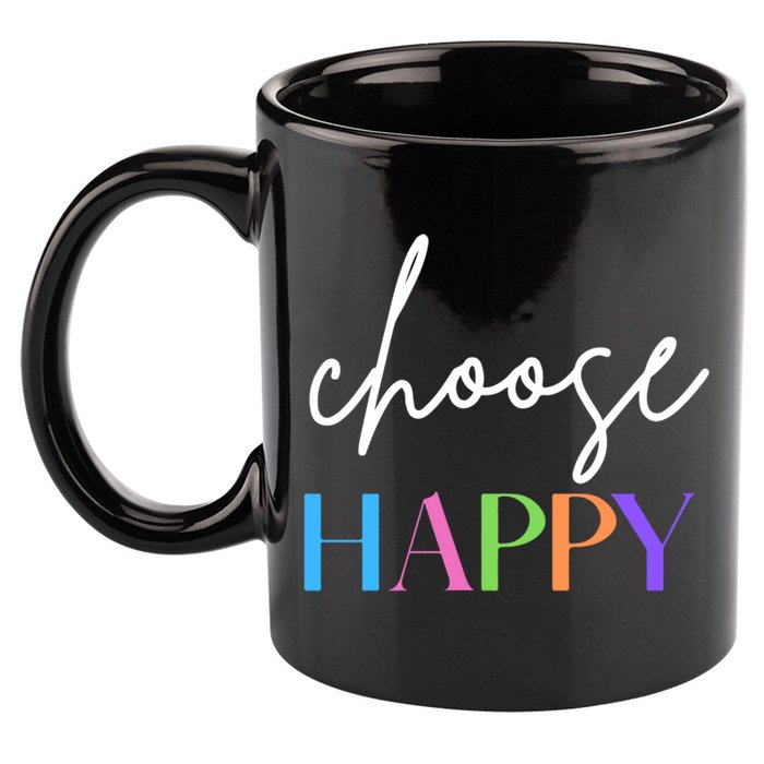 Choose Happy Gift 11oz C Handle Ceramic Mug