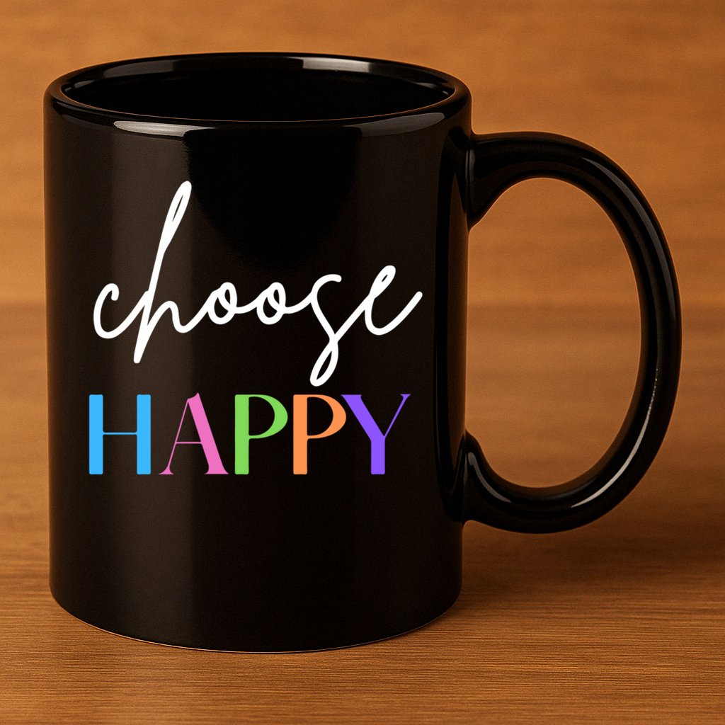 Choose Happy Gift 11oz C Handle Ceramic Mug