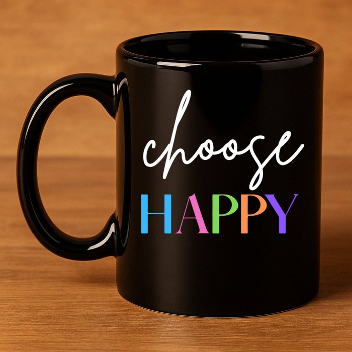 Choose Happy Gift 11oz C Handle Ceramic Mug