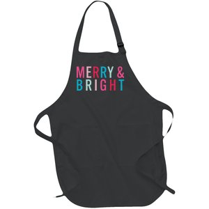 Christmas Holiday Graphic Merry And Bright Full-Length Apron With Pockets