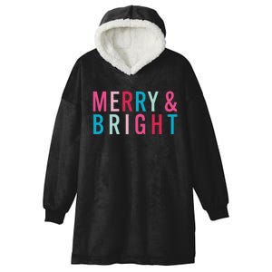 Christmas Holiday Graphic Merry And Bright Hooded Wearable Blanket