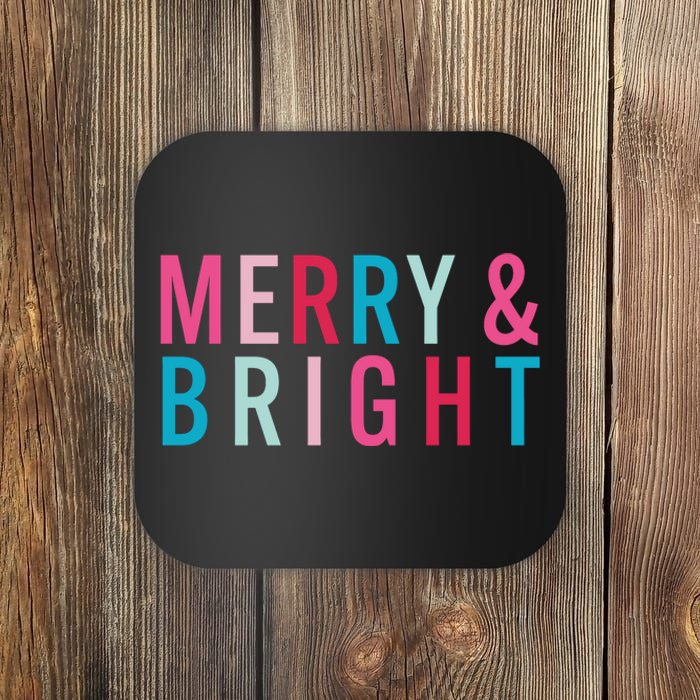 Christmas Holiday Graphic Merry And Bright Coaster