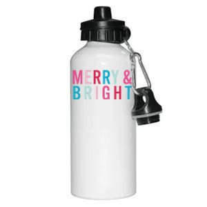 Christmas Holiday Graphic Merry And Bright Aluminum Water Bottle