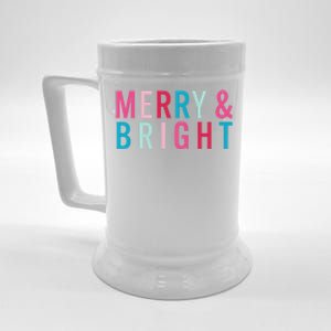 Christmas Holiday Graphic Merry And Bright Beer Stein