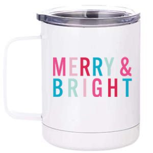 Christmas Holiday Graphic Merry And Bright 12 oz Stainless Steel Tumbler Cup