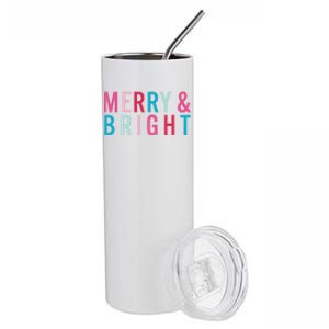 Christmas Holiday Graphic Merry And Bright Stainless Steel Tumbler