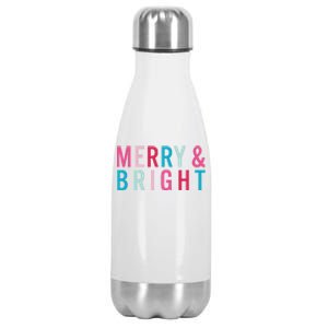 Christmas Holiday Graphic Merry And Bright Stainless Steel Insulated Water Bottle