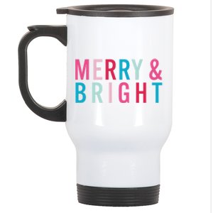 Christmas Holiday Graphic Merry And Bright Stainless Steel Travel Mug