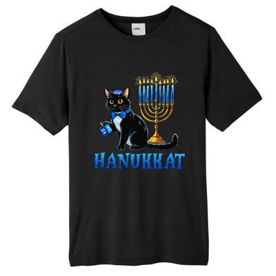 Cute Happy Hanukkah Hanukkat Jewish Cat Menorah Chanukah Tall Fusion ChromaSoft Performance T-Shirt