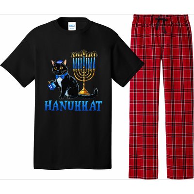 Cute Happy Hanukkah Hanukkat Jewish Cat Menorah Chanukah Pajama Set