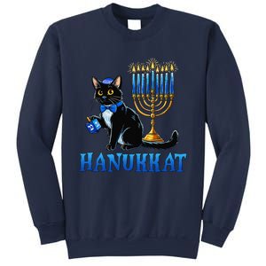 Cute Happy Hanukkah Hanukkat Jewish Cat Menorah Chanukah Sweatshirt