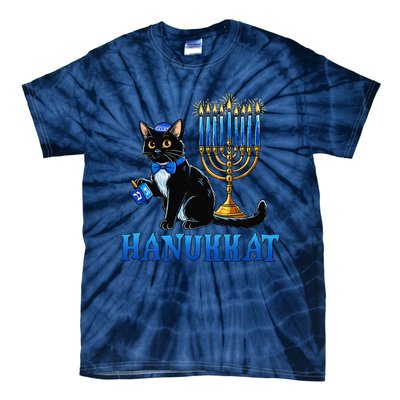 Cute Happy Hanukkah Hanukkat Jewish Cat Menorah Chanukah Tie-Dye T-Shirt