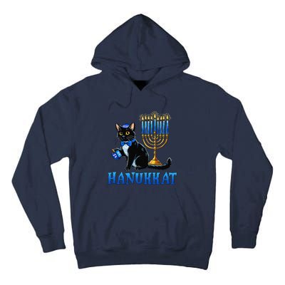 Cute Happy Hanukkah Hanukkat Jewish Cat Menorah Chanukah Tall Hoodie