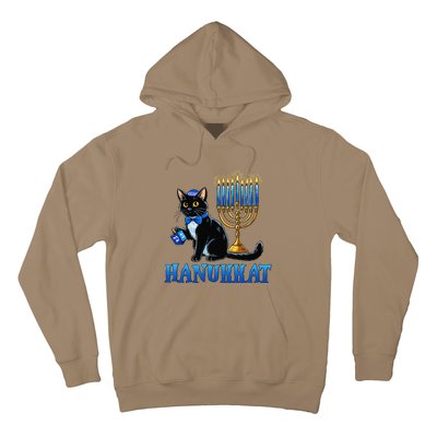 Cute Happy Hanukkah Hanukkat Jewish Cat Menorah Chanukah Hoodie