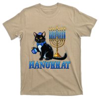 Cute Happy Hanukkah Hanukkat Jewish Cat Menorah Chanukah T-Shirt