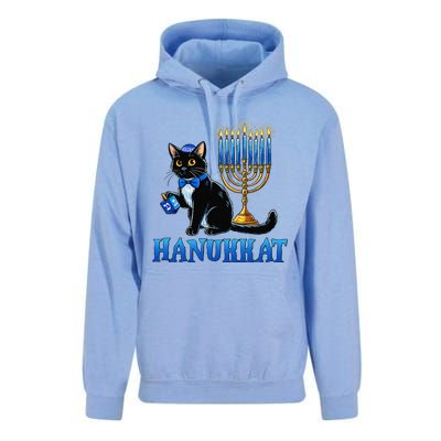 Cute Happy Hanukkah Hanukkat Jewish Cat Menorah Chanukah Unisex Surf Hoodie