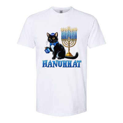 Cute Happy Hanukkah Hanukkat Jewish Cat Menorah Chanukah Softstyle CVC T-Shirt