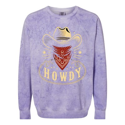 Cowboy Hat Howdy Western Rodeo Colorblast Crewneck Sweatshirt