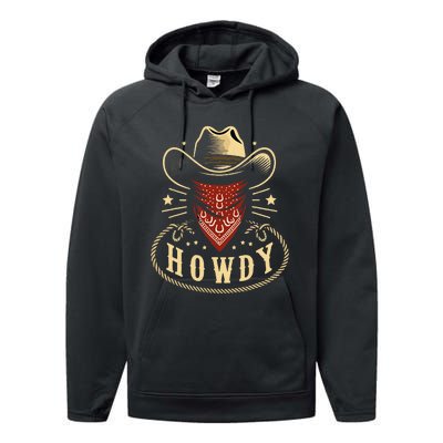 Cowboy Hat Howdy Western Rodeo Performance Fleece Hoodie