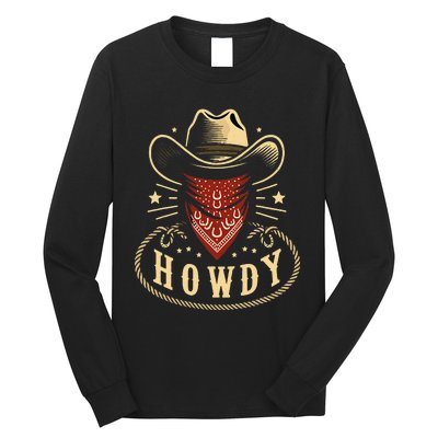 Cowboy Hat Howdy Western Rodeo Long Sleeve Shirt