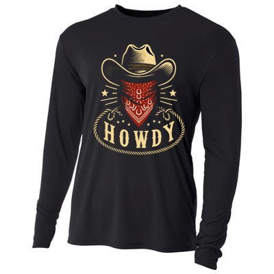 Cowboy Hat Howdy Western Rodeo Cooling Performance Long Sleeve Crew