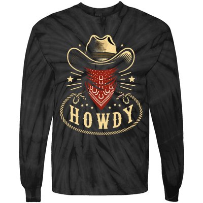 Cowboy Hat Howdy Western Rodeo Tie-Dye Long Sleeve Shirt