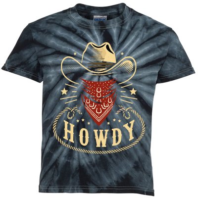 Cowboy Hat Howdy Western Rodeo Kids Tie-Dye T-Shirt