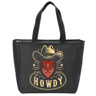 Cowboy Hat Howdy Western Rodeo Zip Tote Bag