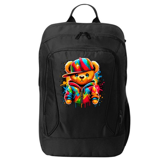 Colorful Hip Hop Teddy Bear Rap Music City Backpack