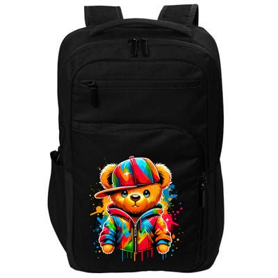 Colorful Hip Hop Teddy Bear Rap Music Impact Tech Backpack